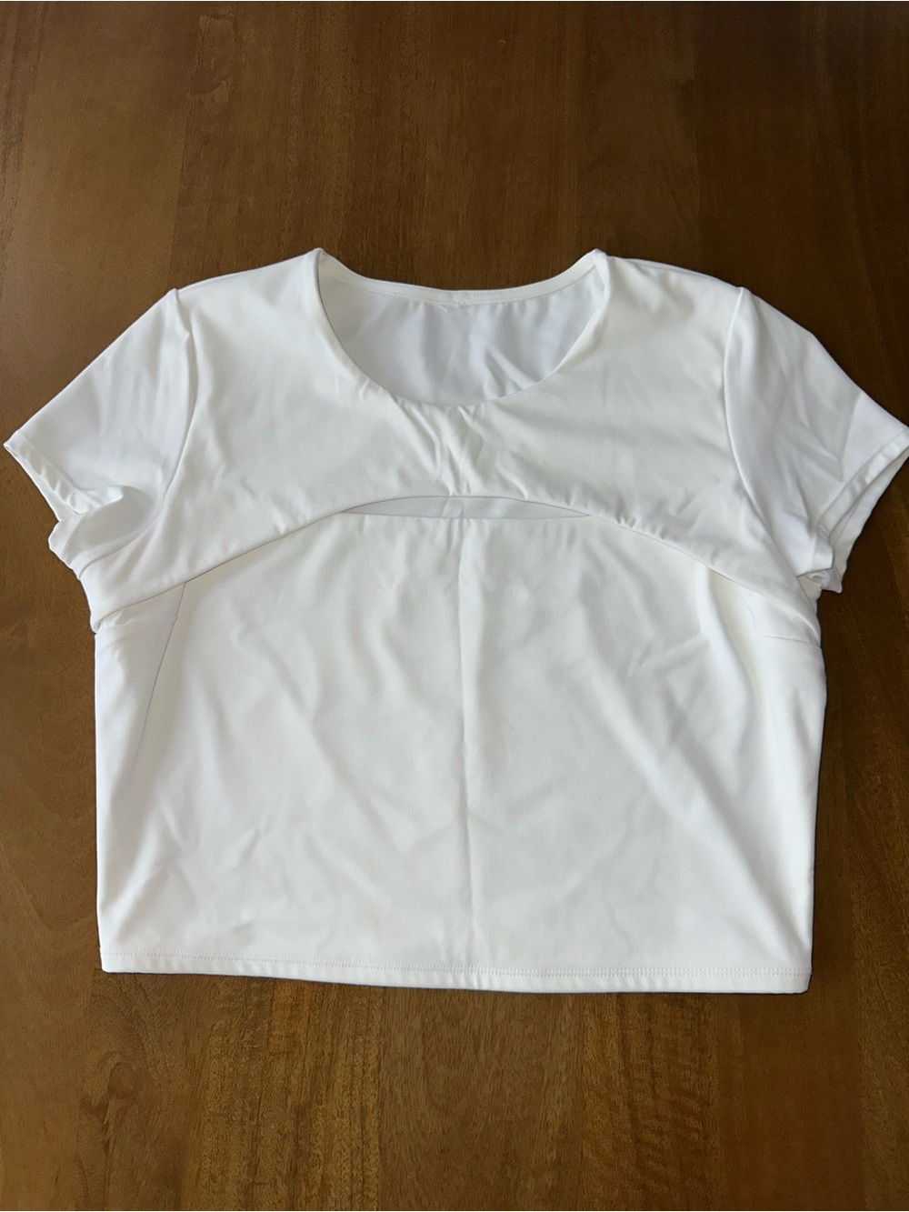 White Short Sleeve Crop Top with Cutout Scoop Neck - Garage